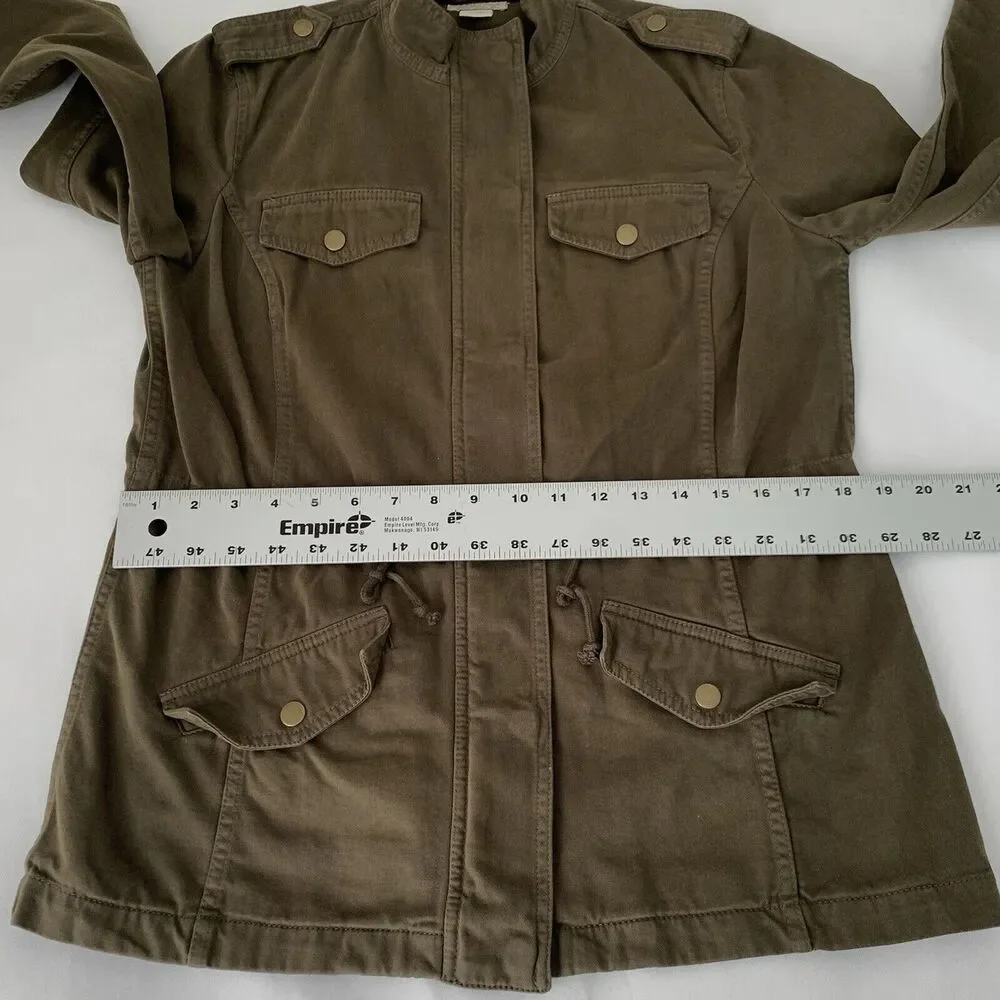 Lucky Brand Utility Jacket Women M Army Green Lightweight Coat Military‎ Grunge